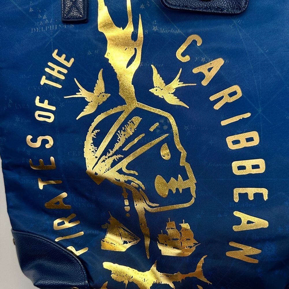 Authentic Disney Parks Pirates Caribbean Dead Men Tell No Tales Blue Tote Bag - Picture 6 of 11
